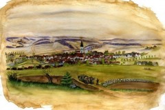 Gemälde von Gefrees, welches die Stadtansicht um 1840 zeigt (Severina Lang, 2008)